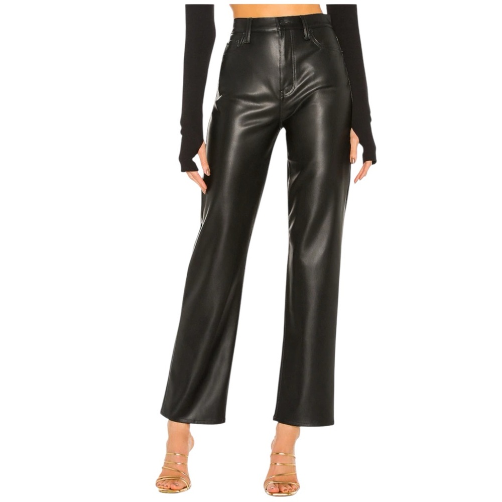 Pistola Revolve Womens 27 Black Vegan Leather Cassie Super High Straight Pant